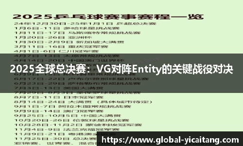 2025全球总决赛：VG对阵Entity的关键战役对决